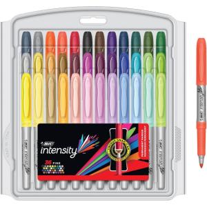 imageBIC Intensity Assorted Colors Fashion Permanent Markers Fine Point 36Count Pack of Color Markers With NonSlip Grip for Comfort and Control
