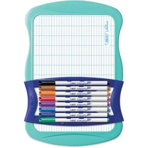 imageBIC Intensity Dry Erase Kit With 9 Dry Erase Markers and 1 DualSided Dry Erase Board Bullet Tip 28mm Assorted