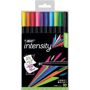imageBIC Intensity Fineliner Marker Pen Fine Point 08 mm Assorted Colors Clean ampamp Crisp Writing 10CountAssorted Fine Point