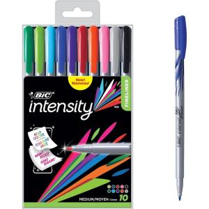 imageBIC Intensity Fineliner Marker Pen Fine Point 08 mm Assorted Colors Clean ampamp Crisp Writing 10CountAssorted Medium Point