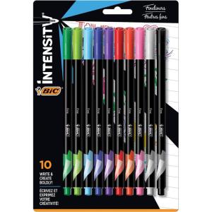 imageBIC Intensity Fineliner Marker Pen Set Fine Point Pens 04 mm Assorted Colors 10Count Pack Markers for SchoolFine Point
