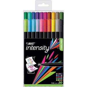 imageBIC Intensity Fineliner Marker Pen Set Fine Point Pens 04 mm Assorted Colors 20Count Pack Markers for School