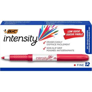 imageBIC Intensity Low Odor Dry Erase Markers Assorted Colors Chisel Tip 4Count Pack of Erasable Markers With LowOdor Ink for a Pleasant Writing ExperienceRed