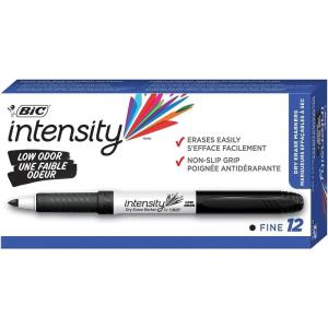 imageBIC Intensity Low Odor Dry Erase Markers Assorted Colors Chisel Tip 4Count Pack of Erasable Markers With LowOdor Ink for a Pleasant Writing ExperienceBlack