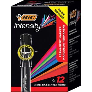 imageBIC Intensity Permanent Markers ExtraLarge Chisel Tip Permanent Markers Black 12Count Pack Black Markers for School Supplies and Office SuppliesBlack