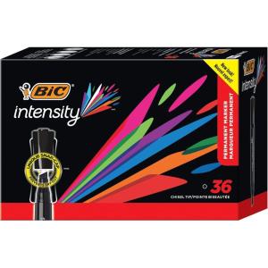 imageBIC Intensity Permanent Markers ExtraLarge Chisel Tip Permanent Markers Black 36Count Pack Black Markers for School Supplies and Office Supplies