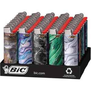 imageBIC Maxi Pocket Lighter Special Edition Marble Collection Assorted Unique Lighter Designs 50 Count Tray of Lighters