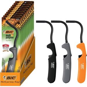 imageBIC Multi Purpose Lighter with Flexible Metal Wand Classic Collection Great Lighter for Candles Grills and Fireplaces 10 Count Pack of Lighters