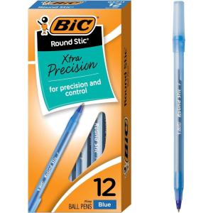 imageBIC Round Stic Xtra Life Ballpoint Pen Ultra Long Lasting and Consistent Ink Flow 60Count in Black InkFine Tip Blue Ink