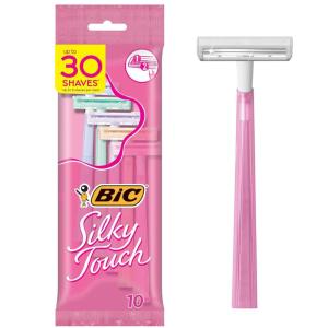 imageBIC Silky Touch Womens Disposable 2 Blade Razors Pretty Pastel Colors with Slim Heads 40Pack10 Count Pack of 1