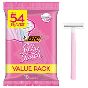imageBIC Silky Touch Womens Disposable 2 Blade Razors Pretty Pastel Colors with Slim Heads 40Pack18Count Pack of 1