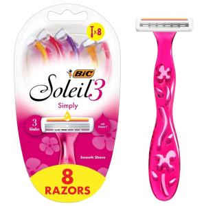 imageBIC Soleil 3 Simply Womens Disposable with 3 Blade Razors Comfortable Handle and Moisture Strip 8Pack8 Count Pack of 1