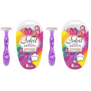 imageBIC Soleil 3 Simply Womens Disposable with 3 Blade Razors Comfortable Handle and Moisture Strip 8Pack8 Count Pack of 2