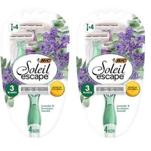 imageBIC Soleil Escape Scented Womens Disposable Razors 3 Blades Comfortable Shave Lavender ampamp Eucalyptus Scented Handle Shaving Razors for Women 4 Count4 Count Pack of 2