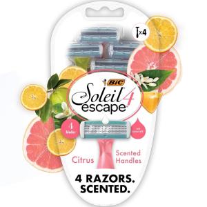 imageBIC Soleil Escape Scented Womens Disposable Razors 4 Blades Comfortable Shave Citrus Scented Handle Shaving Razors for Women 4 Count1 Count Pack of 4