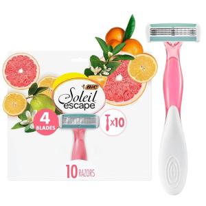 imageBIC Soleil Escape Scented Womens Disposable Razors 4 Blades Comfortable Shave Citrus Scented Handle Shaving Razors for Women 4 Count10 Count Pack of 1