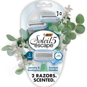 imageBIC Soleil Escape Scented Womens Disposable Razors 5 Blades Comfortable Shave Jasmine ampamp Eucalyptus Scented Handle Shaving Razors for Women 4 CountJasmine  Eucalyptus