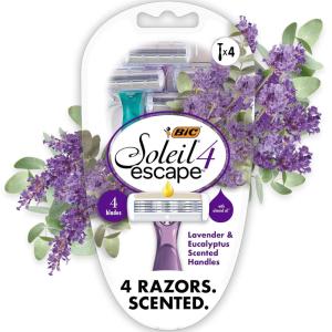 imageBIC Soleil Escape Scented Womens Disposable Razors With 4 Blades Comfortable Shave Lavender ampamp Eucalyptus Scented Handle Shaving Razors for Women 4 Count