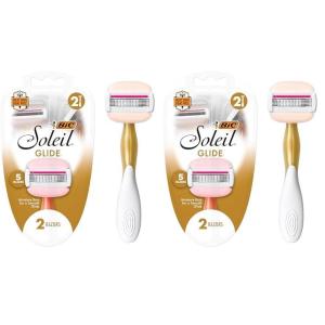imageBIC Soleil Glide Disposable Razors for Women 5 Blades With Shea Butter Moisture Bars For a Smooth Glide 2 Piece Razor Set2 Count Pack of 2