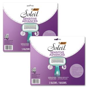 imageBIC Soleil Sensitive Advanced Womens Disposable Razors With 360 Degree Water Activated Moisture Strip for Enhanced Glide Shaving Razors With 5 Blades 10 Count