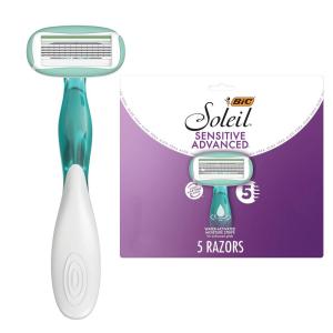 imageBIC Soleil Sensitive Advanced Womens Disposable Razors With 360 Degree Water Activated Moisture Strip for Enhanced Glide Shaving Razors With 5 Blades 5 Count