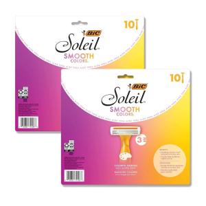 imageBIC Soleil Smooth Colors Womens Disposable Razors With Aloe Vera and Vitamin E Lubricating Strip for Enhanced Glide With 3 Blades 20 Count10 Count Pack of 2