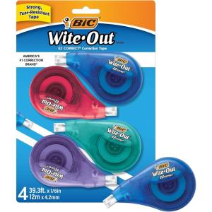 imageBIC WiteOut Brand EZ Correct Correction Tape 198 Feet 4Count Pack of White Correction Tape Fast Clean and Easy to Use TearResistant Tape Office or School Supplies