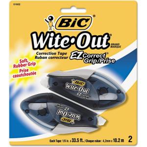 imageBIC WiteOut Brand EZ Correct Grip Correction Tape 198 Feet 2Count Pack of White Correction Tape Fast Clean and Easy to Use TearResistant Tape Office or School Supplies