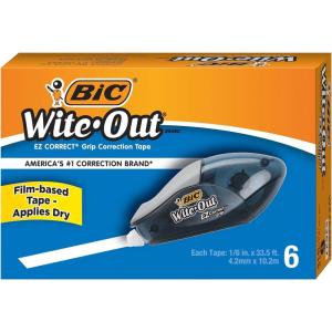 imageBIC WiteOut Brand EZ Correct Grip Correction Tape White 6Count