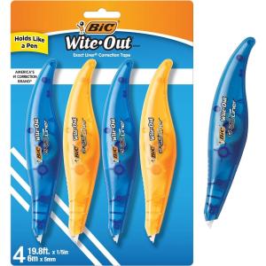 imageBIC WiteOut Brand Exact Liner Correction Tape 198 Feet 4Count Pack of white Correction Tape Fast Clean and Easy to Use TearResistant Tape Office or School Supplies18