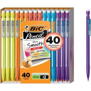 imageBIC Xtra Smooth Mechanical Pencil 07 mm Medium Point Refillable and Retractable 40Count PackBright Edition