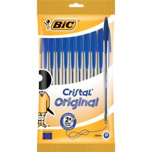 imageBic Cristal Original Ball Pens Medium Point 10 mm  Black Box of 150 Amazon ExclusiveBlue