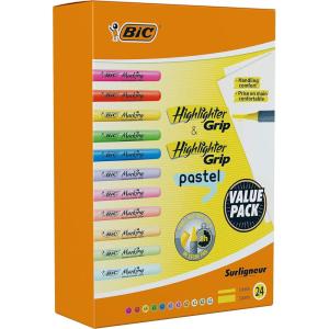 imageBic Highlighter Collection Box Assorted Intense and Pastel Colours in Convenient Metal Gift Box Pack of 15Assorted Pastel