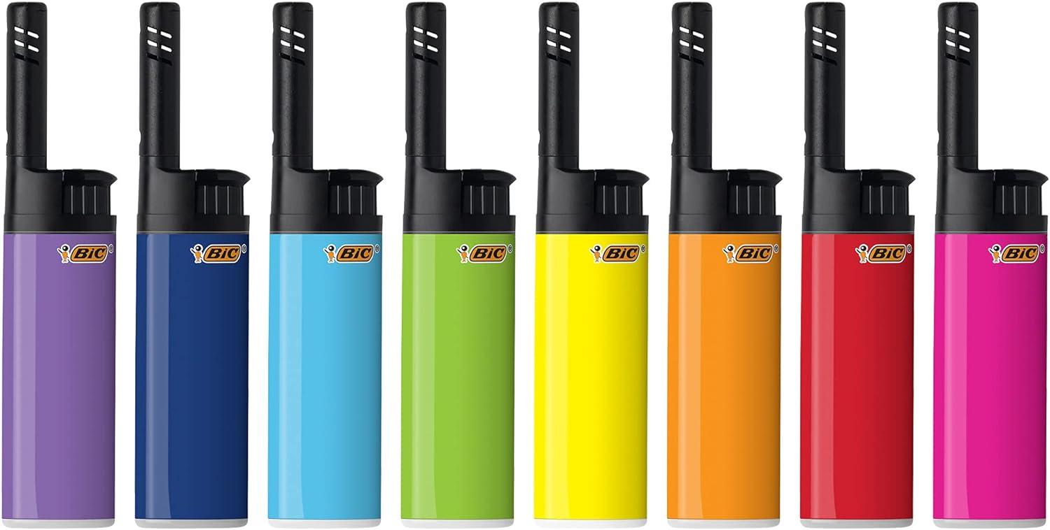 imageBIC EZ Reach Lighters Short Lighter with Extended Wand Assorted Colors 6Pack Colors May Vary