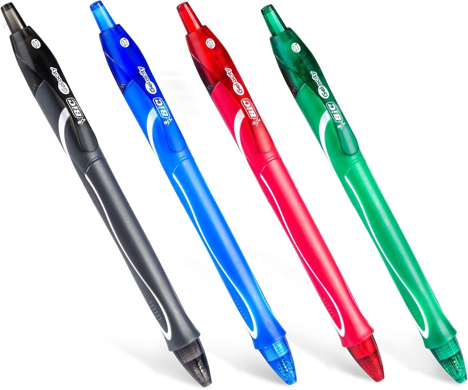 imageBIC GelOcity Quick Dry Gel Pens Medium Point Retractable Gel Pen 07mm Assorted Colors 3CountAssorted