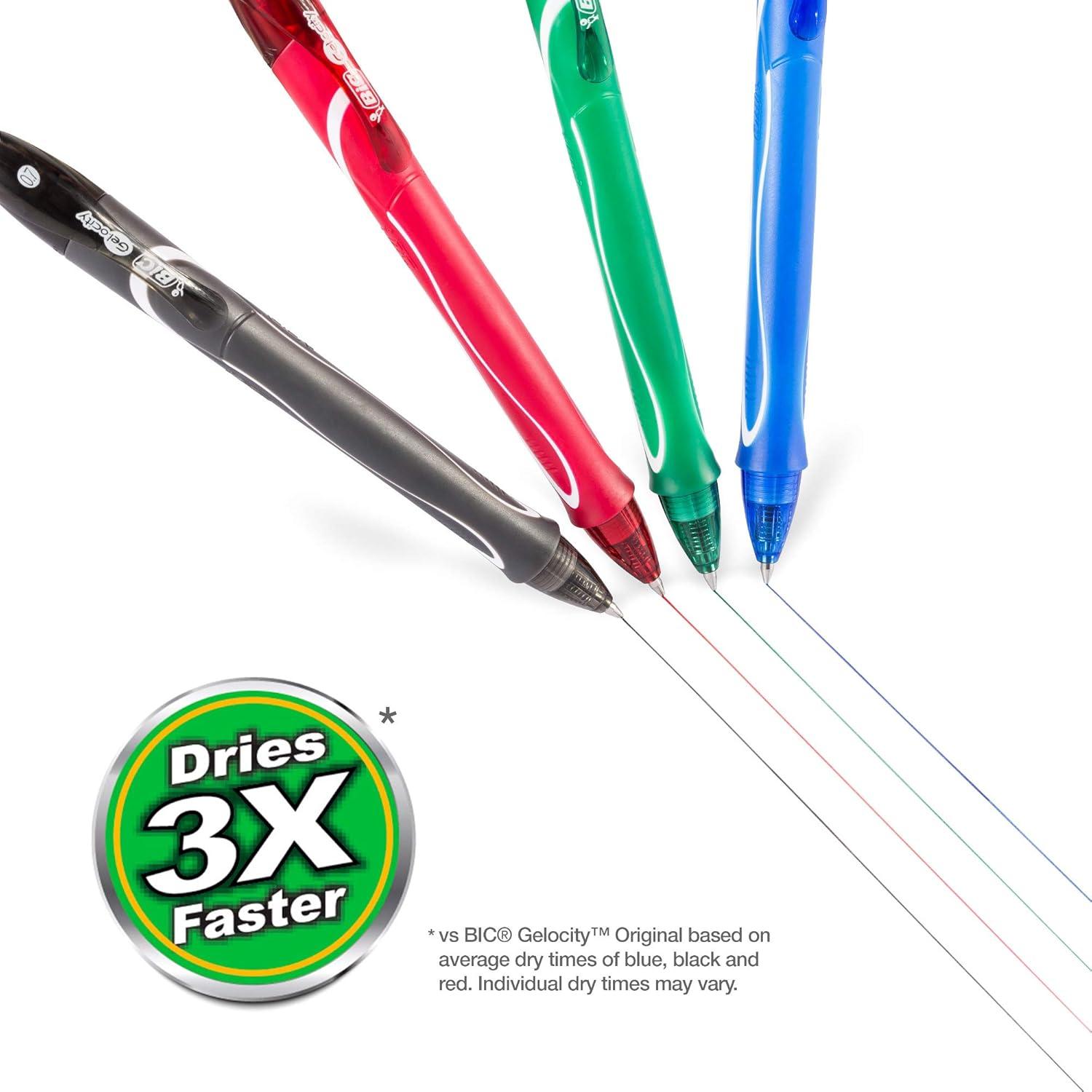 imageBIC GelOcity Quick Dry Gel Pens Medium Point Retractable Gel Pen 07mm Assorted Colors 3CountAssorted