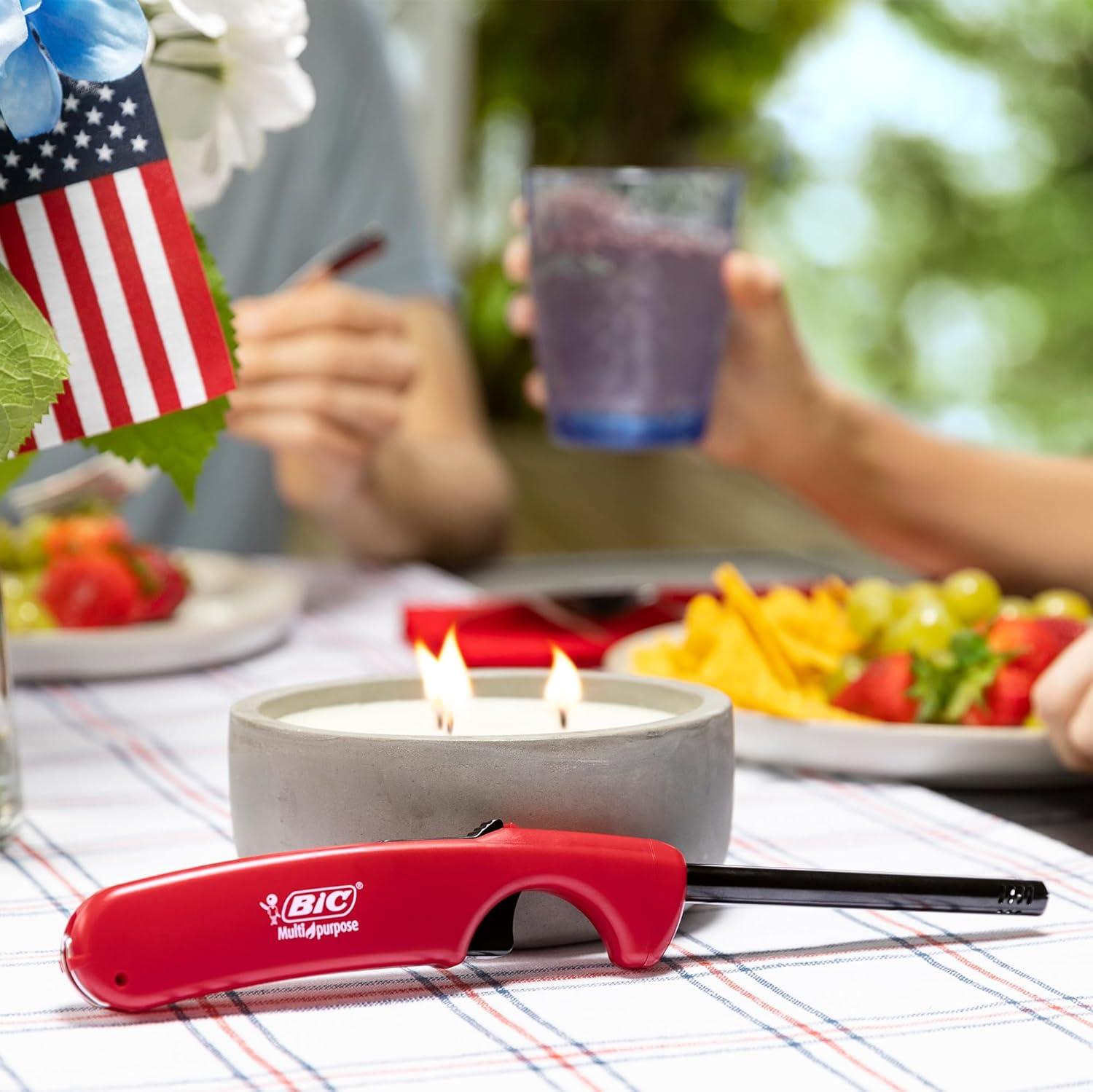 imageBIC MultiPurpose Americana Edition Lighters Long Durable Metal Wand Ideal for Candles Grills and Fireplaces Assorted Colors Pack of 20