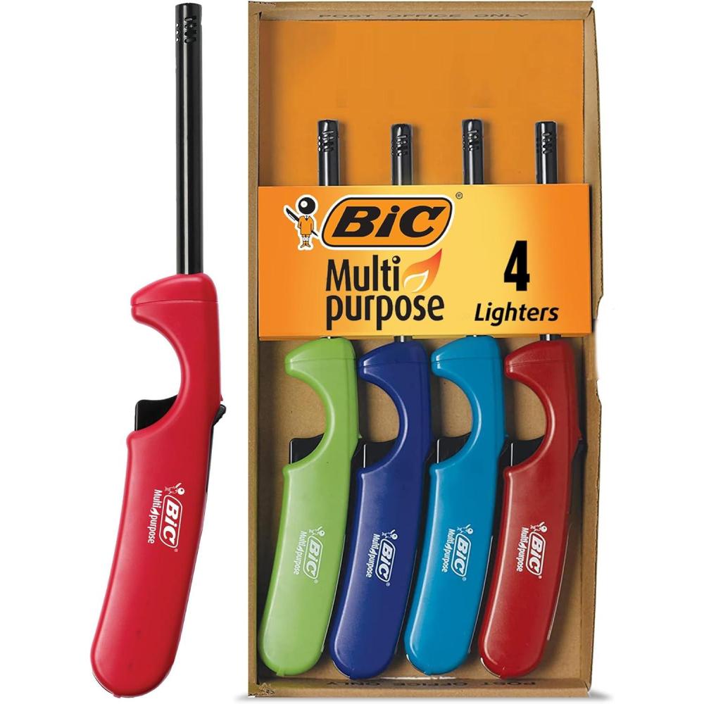 imageBIC MultiPurpose Classic Edition Lighters Great for Candles and Fireplaces Assorted Colors 4Pack Colors May Vary