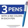 imageBIC 4Color Original Retractable Ball Pens Versatile 10mm Medium Point LongLasting Ink Great Gift Idea 3Count in Assorted Colors