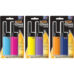 imageBIC EZ Reach Lighters Short Lighter with Extended Wand Assorted Colors 6Pack Colors May Vary