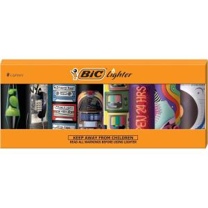 imageBIC Maxi Pocket Lighter Special Edition Bob Marley Collection Assorted Unique Lighter Designs 8 Count Pack of LightersNostalgia