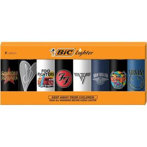 imageBIC Maxi Pocket Lighter Special Edition Bob Marley Collection Assorted Unique Lighter Designs 8 Count Pack of LightersRock Bands