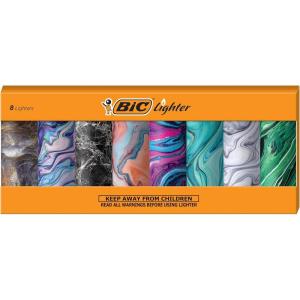 imageBIC Maxi Pocket Lighter Special Edition Marble Collection Assorted Unique Lighter Designs 8 Count Pack of Lighters Colors May VaryMarble
