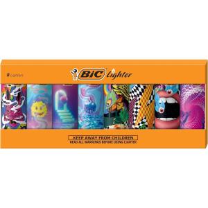 imageBIC Maxi Pocket Lighter Special Edition Marble Collection Assorted Unique Lighter Designs 8 Count Pack of Lighters Colors May VaryPrismatic