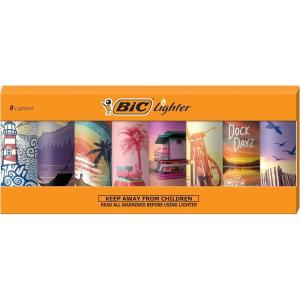 imageBIC Maxi Pocket Lighter Special Edition Vacation Collection Assorted Unique Lighter Designs 8 Count Pack of Lighters