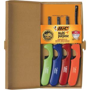 imageBIC MultiPurpose Classic Edition Lighter ampamp Flex Wand Lighter Ideal Fireplace and Candle Lighters Assorted Colors 4 Pack Colors May Vary