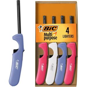 imageBIC MultiPurpose Lighters Ideal Long lighters for Candle and Fireplace Lighting Assorted Colors 4 Pack Colors May Vary