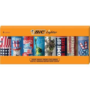 imageBIC Pocket Lighter Special Edition Americana Collection Assorted Unique Lighter Designs 8 Count Pack of Lighters