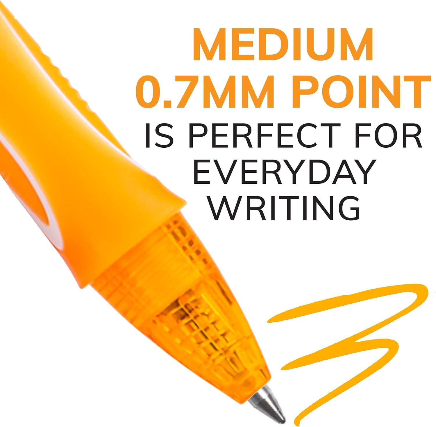 imageBIC Gelocity Quick Dry Assorted Colors Gel Pens Medium Point 07mm 3Count Pack Retractable Gel Pens With Comfortable Full Grip