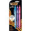 imageBIC Gelocity Quick Dry Assorted Colors Gel Pens Medium Point 07mm 3Count Pack Retractable Gel Pens With Comfortable Full Grip